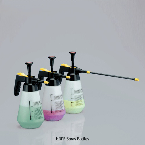 Burkle® HDPE Spray Bottles, with Pressure Atomizer, Φ 0.6mm Nozzle, 1500mlHDPE 강력 압축 분무기, Ideal for Disinfection / Cleaning / Chromatography / Sanitary, -50℃~+105/20℃ 내열